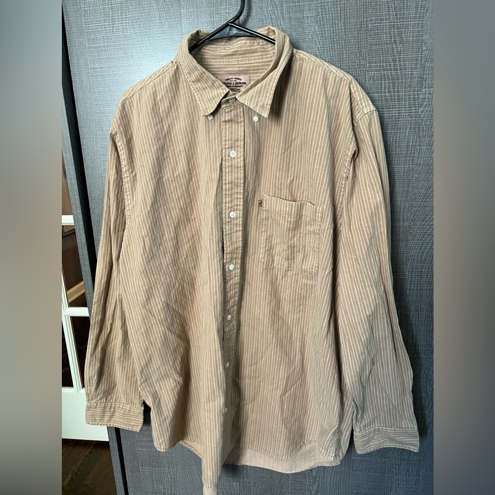 Ralph Lauren Jeans Co. Men’s 100% Cotton Striped Long Sleeve Dress Shirt size XL